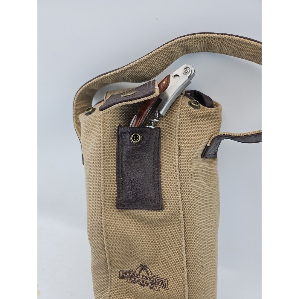 Jackson Rancheria Canvas Leather Insulated Wine Carrier - Picture 4 of 7